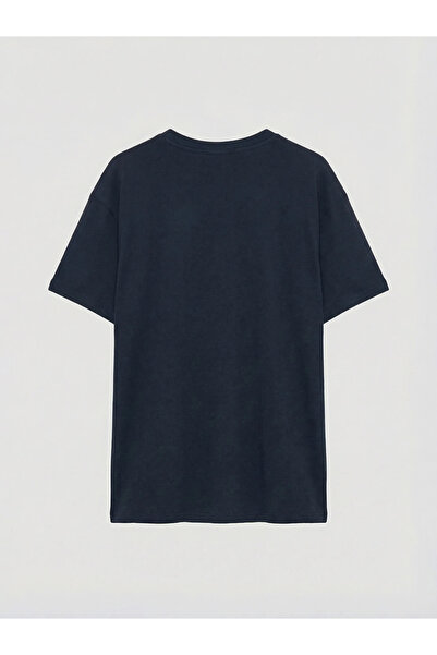 LC Waikiki Navy Blue Crew Neck Stoned Soft Touch Women's T-Shirt