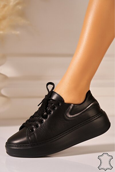Joana Auryn Black Genuine Leather Sneakers 40