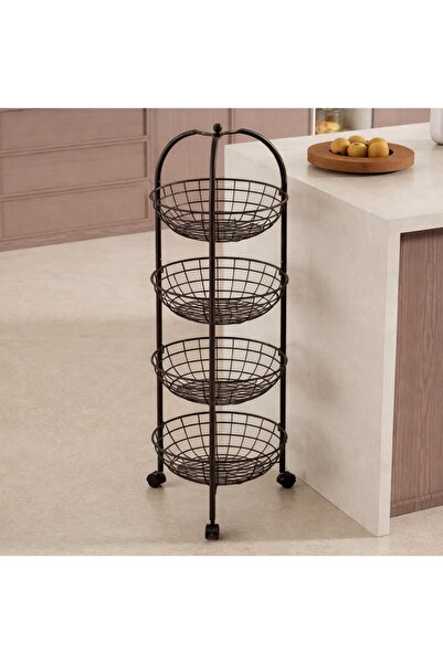 OEM 4-Tier Storage Shelf, Multifunctional Organizer with Wheels, Metal - Premium