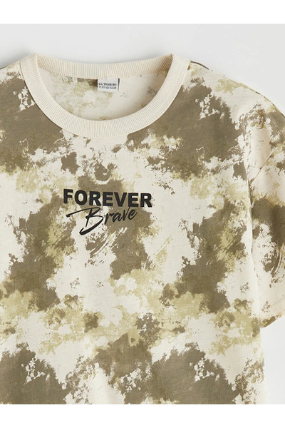 LC Waikiki Μπλουζάκι για αγόρια Khaki Crew Neck Με σχέδιο μπατίκ
