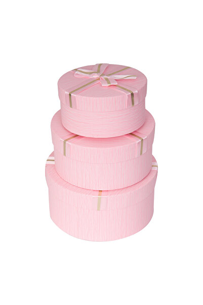 decotoys Round cardboard box 3/set pink