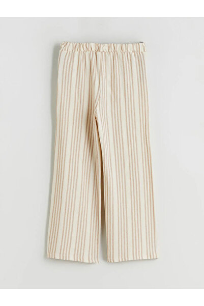 LC Waikiki Pantaloni maro pentru fete, cu talie elastică și dungi