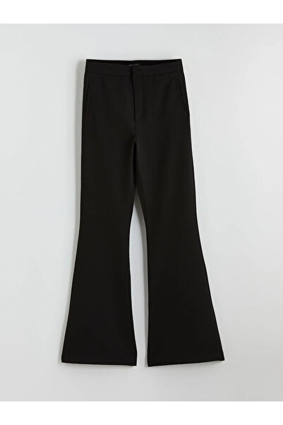 LC Waikiki Μαύρο ελαστικό στη μέση καμπάνα Γυναικείο παντελόνι