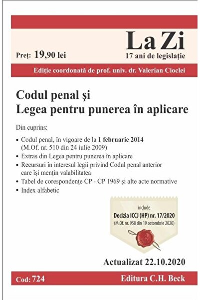 Editura CH Beck Codul penal si Legea pentru punerea in aplicare. C