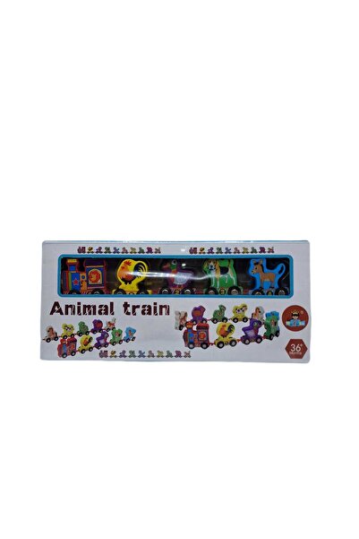 decotoys Tren din lemn cu Animale