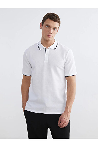 LC Waikiki Λευκό ανδρικό μπλουζάκι Polo Neck