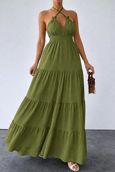 mass fashion Kadın Krinkle Maxi Elbise