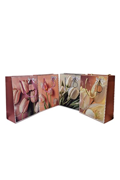 decotoys Картонени подаръчни торбички с цветя, 12 броя, размер S
