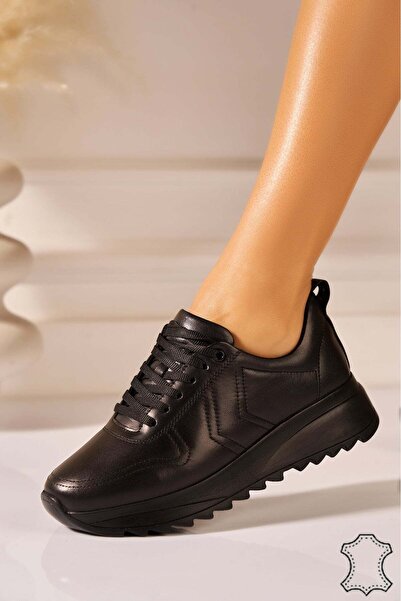 Joana Μαύρα Αθλητικό παπούτσι Yesli από Γνήσιο Δέρμα 37