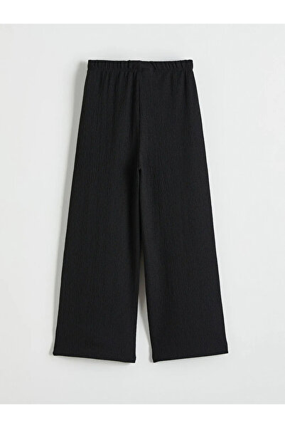 LC Waikiki Pantaloni negri pentru fete, cu talie elastică și picior larg