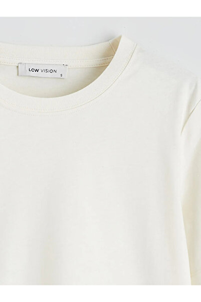 LC Waikiki Γυναικείο μπλουζάκι μπεζ Crew Neck