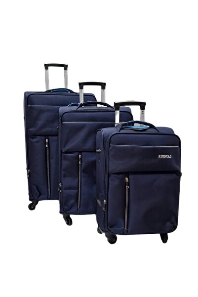 decotoys Valize textil albastre 3/set