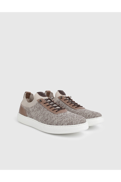 İLVİ Axton Genuine Knitwear Leather Beige Men's Sports Shoes