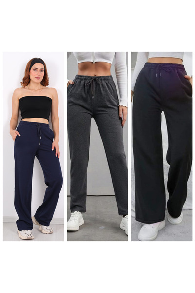 GOLSREY 3-Piece Women's Comfortable Fit Sweatpants (Regenerated Fabric)