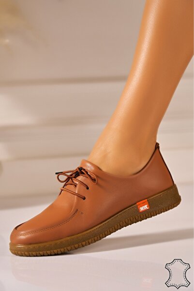 Joana Women's Camel Genuine Leather Loafers Size 36