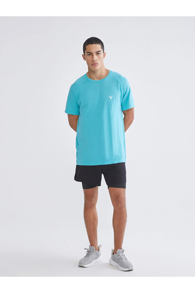 LC Waikiki Turquoise Crew Neck Men's Sports T-Shirt