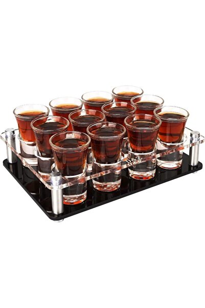 BPA ® 1 oz Shot Glasses with Holder, Heavy Base Shot Glass Set of 12
