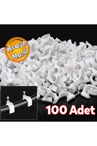 HYM Plast 4 Numara Beton Çivili Kroşe No:4 100'lü Paket Kablo Kroşesi