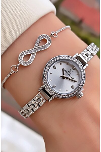 Daniel Klein Marka Orijinal - Gümüş Renk- Taşlı İnce Kordon Kadın Kol Saati -...