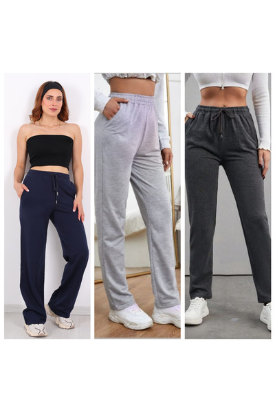 GOLSREY 3-Piece Women's Comfortable Fit Sweatpants (Regenerated Fabric)