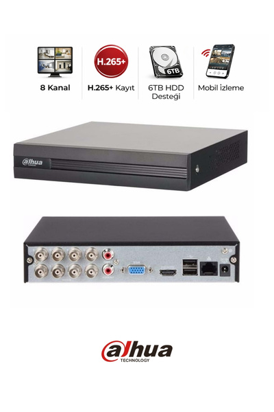 DAHUA XVR1B08I-T 8 Kanal Güvenlik Kamera DVR Kayıt Cihazı H.265+