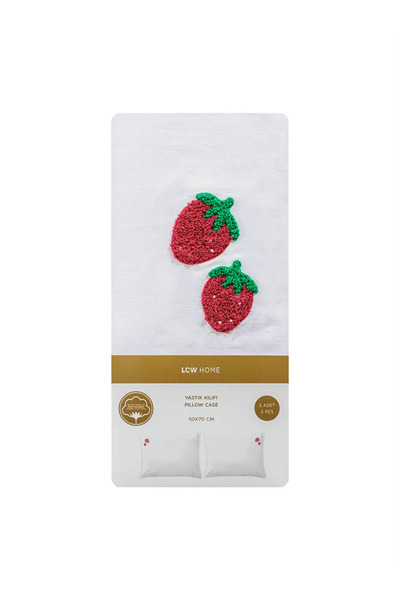 LC Waikiki Mixed Strawberry Embroidery Cotton Pieces Pillowcase 2-Pack 50X70 cm