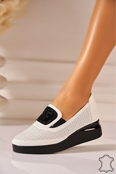 Joana Loafers din piele albă pentru femei Zurley