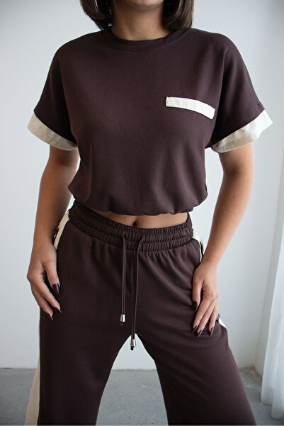 Ded COLLECTION Γυναικείο σετ φόρμας από ύφασμα αλεξίπτωτου συνδυασμός υφασμάτ...