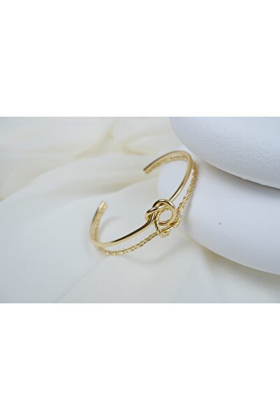 ATELİER TUĞBA Klpç059 Rope Braiding Knot Model Gold Clamp (Adjustable)