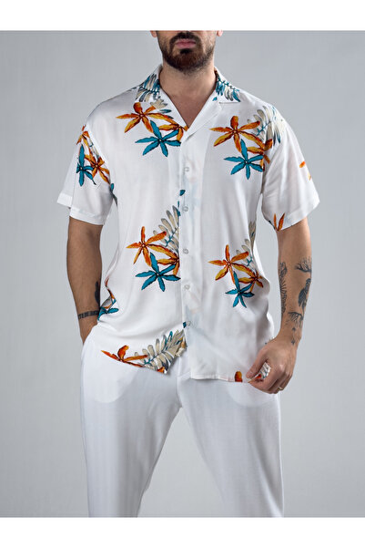 COCOPELLI Orange Patterned Men's Shirt Coc2974