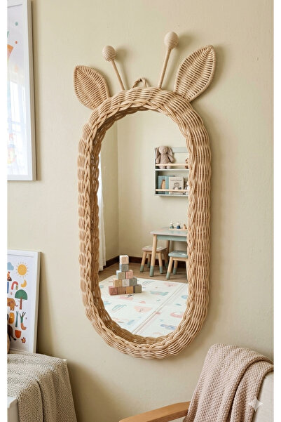 Niobe Niobehome 30x60 Rattan Bambu El Örmesi Zürafa Model Boy Aynası