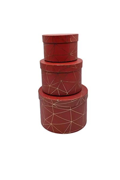 decotoys Round cardboard box 3/set red