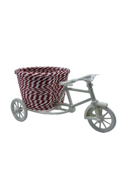 decotoys Cos plastic bicicleta 1ps rosu si alb inima. 5/set