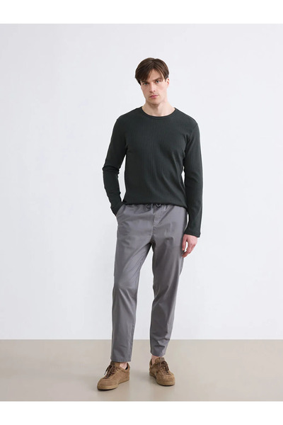 LC Waikiki Khaki Crew Neck Long Sleeve Men's T-Shirt