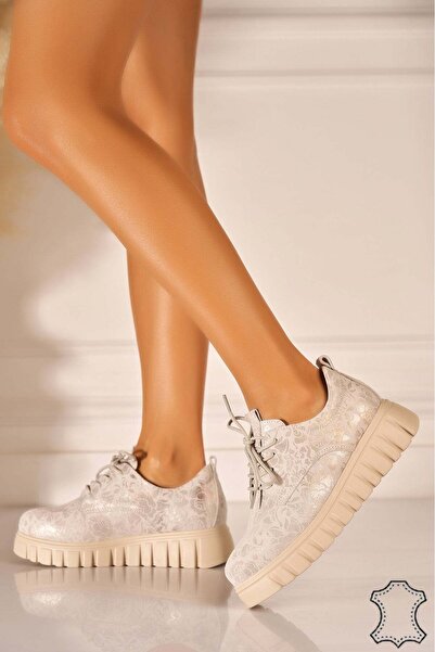 Joana Γκρι Γνήσιο Δέρμα Αθλητικό παπούτσι Mivya