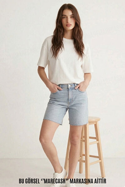 MARECASH تي شيرت نسائي مقاس كبير غير مطبوع بأكمام قصيرة وياقة دائرية صيفية