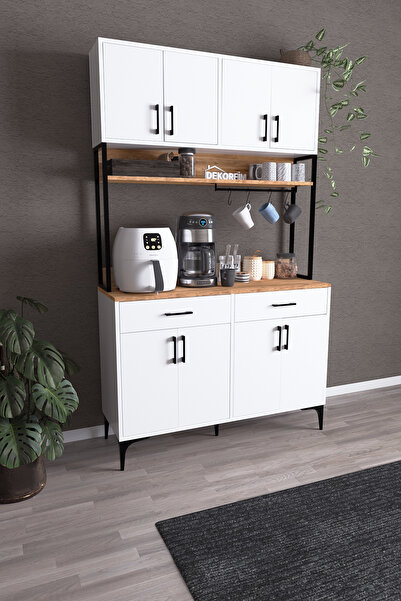 DEKORFİM DF14104BAC Kahve Köşesi Mutfak Dolabı Coffee Bar Standı Raflı Kapakl...