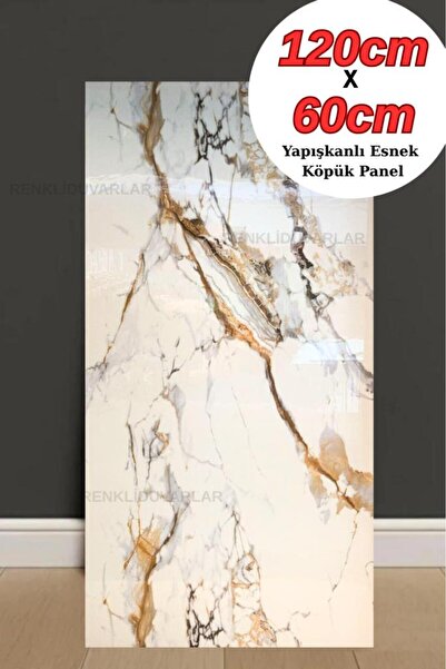 Renkli Duvarlar 60cmx120cm Naturel Toprak Mermer Desenli Yapışkanlı Mutfak Ba...