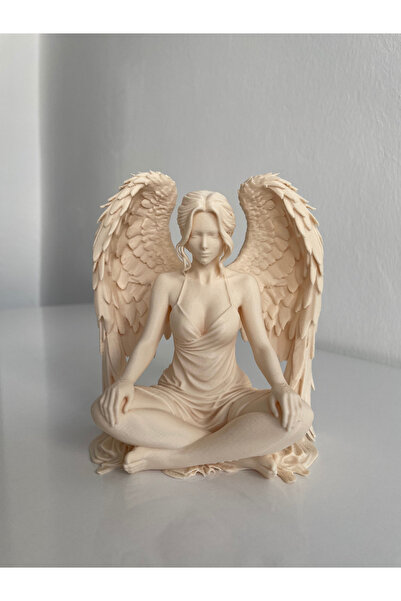 AGT 3D Baskı Dekoratif Oturan Melek Figürü, Biblo