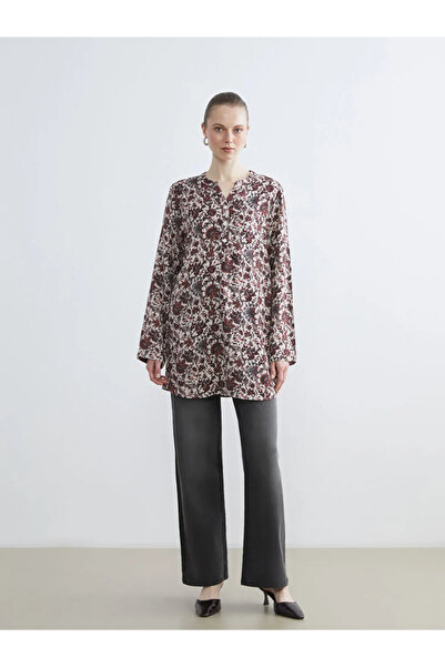 LC Waikiki Orange Collared Collar Patterned Women's Tunic