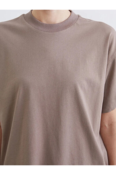 LC Waikiki Γυναικείο μπλουζάκι καφέ με λαιμόκοψη