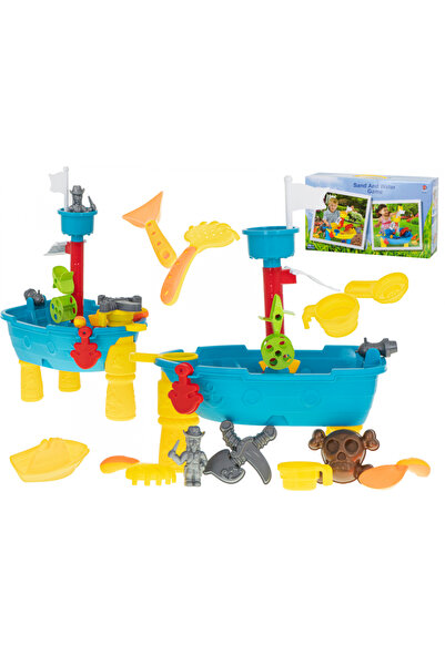 Ikonka Children's sand and water play table, Blue Pirate Ship, with 25 elements