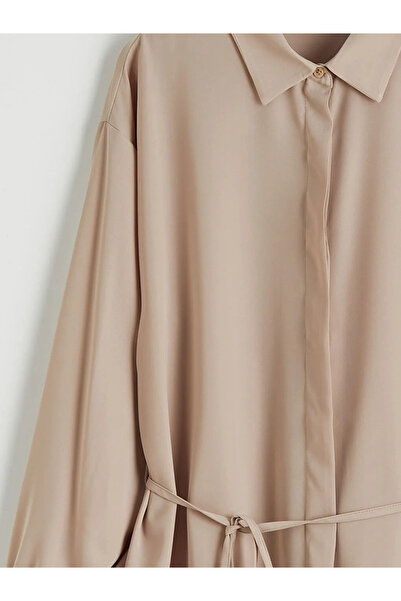 LC Waikiki Ecru Women's Belted Shirt Tunic