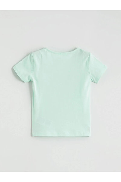 LC Waikiki Turquoise cat print girls' shorts set in combed cotton