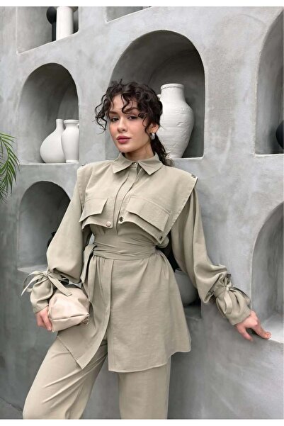 Cardella Sare Tncl Fabric Hijab Compatible Modern Double Set