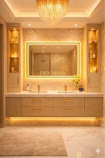 DKN Mirror Led Işıklı Banyo Aynası Dikdörtgen Model | Dokunmatik Sensörlü, Fl...