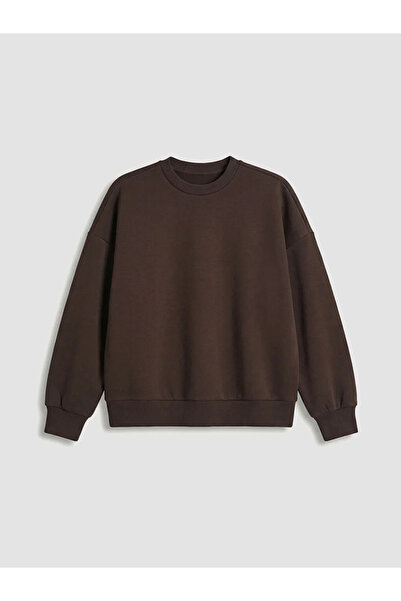 LC Waikiki Brown Crew Neck Oversize Women's Sweatshirt