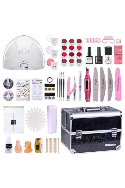 Lila Rossa Gel nail building kit, + uv led lamp + 12 color gels + ML801 + Bag, k