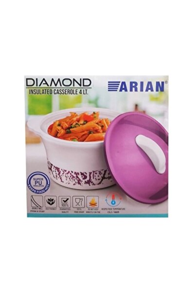 Arian Thermal Container with Lid, 4 L Capacity, Double Interior, White/Purple