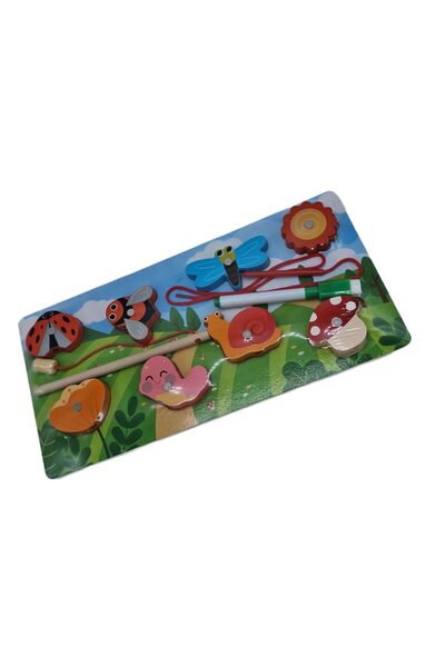 decotoys Puzzle lemn pescuit cu insecte